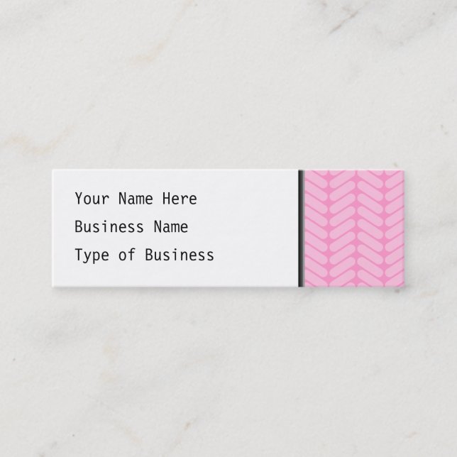 Pink Zigzag Pattern inspired by Knitting. Mini Business Card (Front)