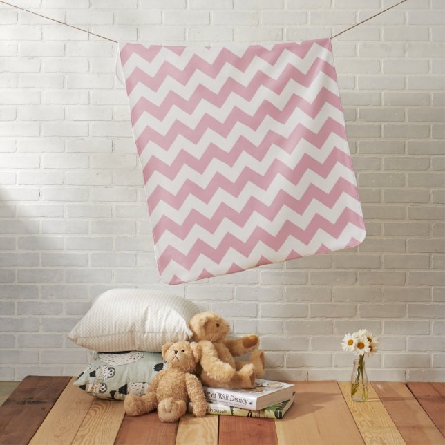 Pink Zigzag, Pink Chevron, Geometric Pattern Baby Blanket (In Situ)