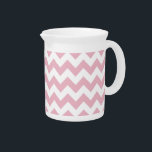 Pink Zigzag, Pink Chevron, Geometric Pattern Beverage Pitcher<br><div class="desc">Elegant,  stylish and sophisticated zigzag (chevron) pattern in pink and white color. Modern and trendy gift,  perfect for the zigzag lover in your life.</div>