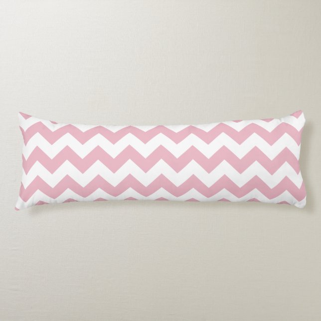 Pink Zigzag, Pink Chevron, Geometric Pattern Body Pillow (Front)