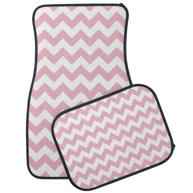 Pink Zigzag, Pink Chevron, Geometric Pattern Car Floor Mat (Set)