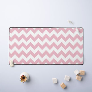 Pink Zigzag, Pink Chevron, Geometric Pattern Desk Mat