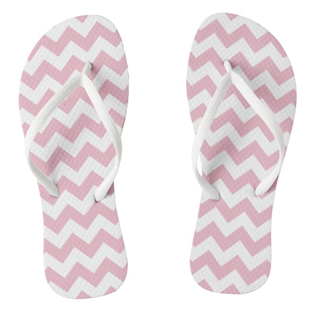 Pink Zigzag, Pink Chevron, Geometric Pattern Flip Flops (Footbed)