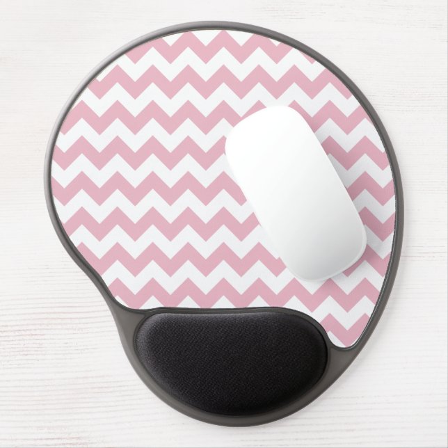 Pink Zigzag, Pink Chevron, Geometric Pattern Gel Mouse Pad (Left Side)