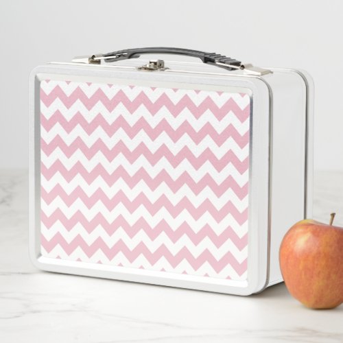 Pink Zigzag Pink Chevron Geometric Pattern Metal Lunch Box