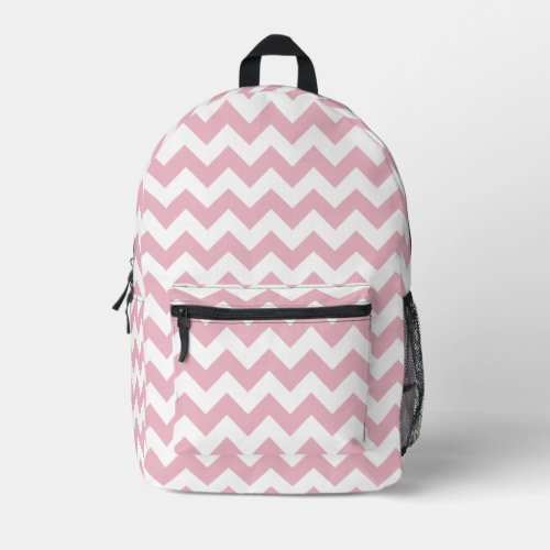 Pink Zigzag Pink Chevron Geometric Pattern Printed Backpack