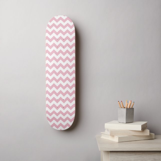 Pink Zigzag, Pink Chevron, Geometric Pattern Skateboard (Wall Art)