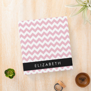 Pink Zigzag, Pink Chevron, Wave Pattern, Your Name 3 Ring Binder