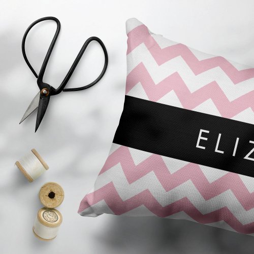 Pink Zigzag Pink Chevron Wave Pattern Your Name Accent Pillow