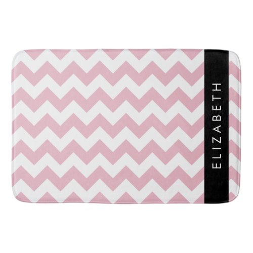 Pink Zigzag Pink Chevron Wave Pattern Your Name Bath Mat