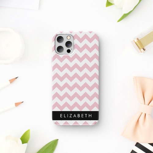 Pink Zigzag Pink Chevron Wave Pattern Your Name iPhone 12 Pro Case