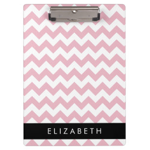 Pink Zigzag, Pink Chevron, Wave Pattern, Your Name Clipboard