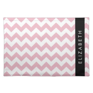 Pink Zigzag, Pink Chevron, Wave Pattern, Your Name Cloth Placemat