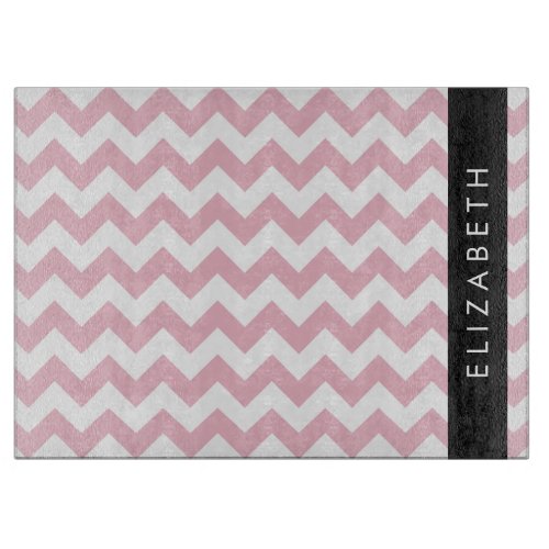Pink Zigzag Pink Chevron Wave Pattern Your Name Cutting Board