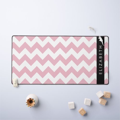 Pink Zigzag Pink Chevron Wave Pattern Your Name Desk Mat