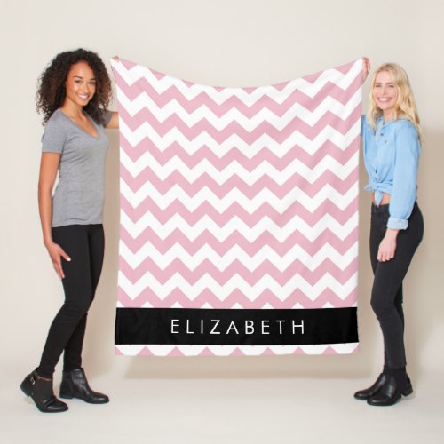 Pink Zigzag Pink Chevron Wave Pattern Your Name Fleece Blanket