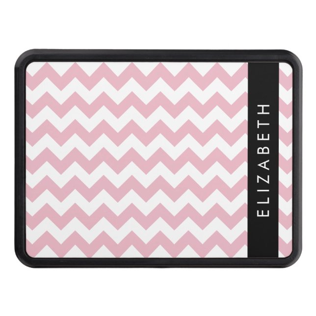 Pink Zigzag, Pink Chevron, Wave Pattern, Your Name Hitch Cover (Front)