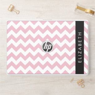 Pink Zigzag, Pink Chevron, Wave Pattern, Your Name HP Laptop Skin