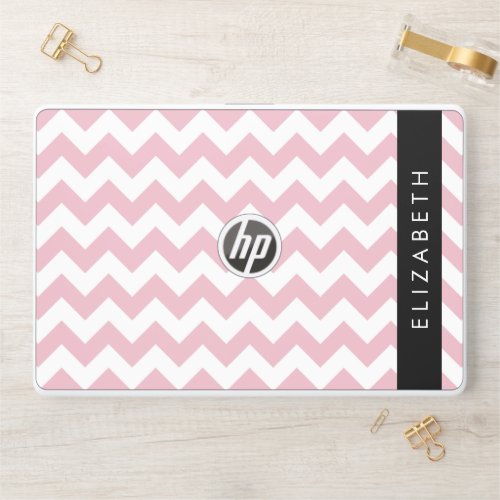 Pink Zigzag Pink Chevron Wave Pattern Your Name HP Laptop Skin