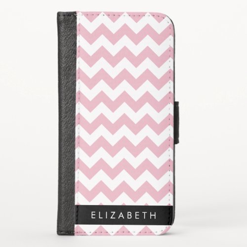 Pink Zigzag Pink Chevron Wave Pattern Your Name iPhone X Wallet Case