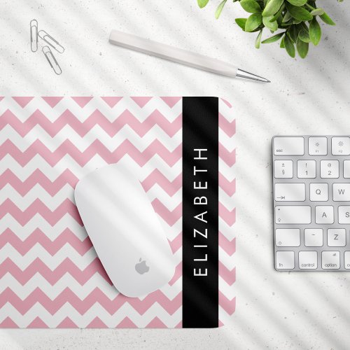 Pink Zigzag Pink Chevron Wave Pattern Your Name Mouse Pad