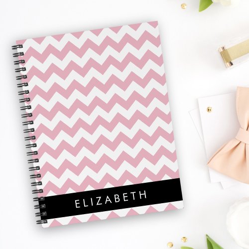 Pink Zigzag Pink Chevron Wave Pattern Your Name Notebook