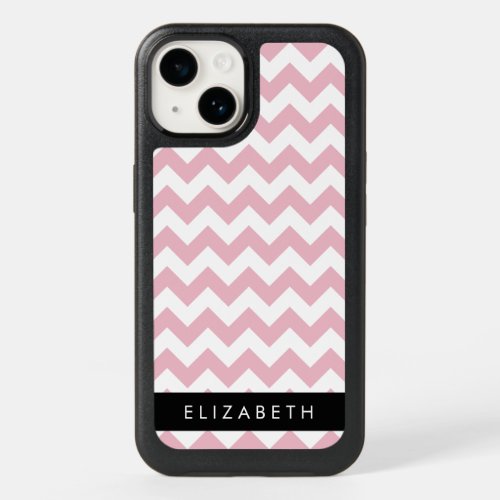 Pink Zigzag Pink Chevron Wave Pattern Your Name OtterBox iPhone 14 Case