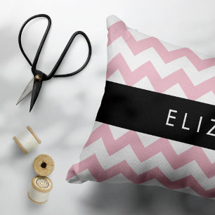 Pink Zigzag, Pink Chevron, Wave Pattern, Your Name Pet Bed