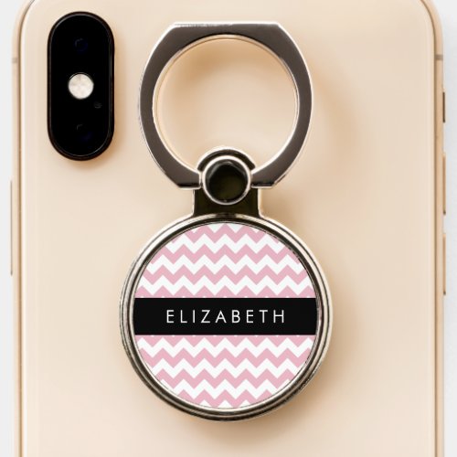 Pink Zigzag Pink Chevron Wave Pattern Your Name Phone Ring Stand