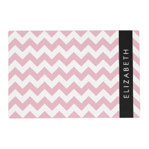 Pink Zigzag, Pink Chevron, Wave Pattern, Your Name Placemat