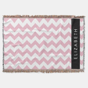 Pink Zigzag, Pink Chevron, Wave Pattern, Your Name Throw Blanket