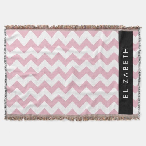 Pink Zigzag Pink Chevron Wave Pattern Your Name Throw Blanket