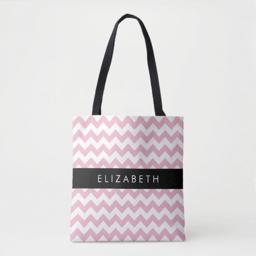 Pink Zigzag Pink Chevron Wave Pattern Your Name Tote Bag