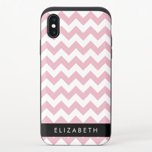 Pink Zigzag Pink Chevron Wave Pattern Your Name iPhone X Slider Case