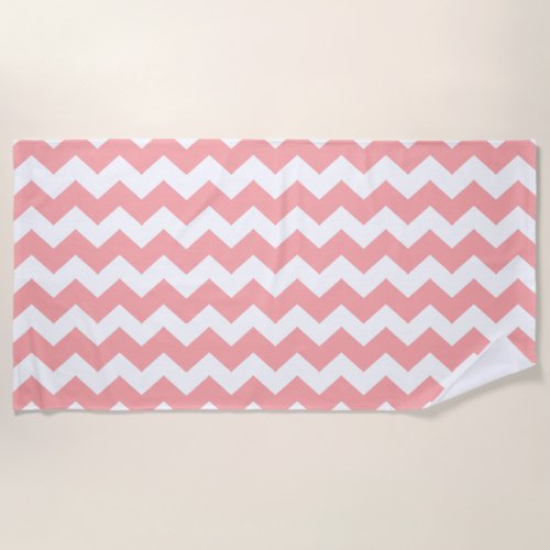 Pink Zigzag Striped Beach Towel