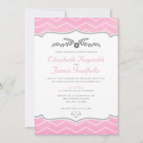Pink Zigzag Wedding Invitations