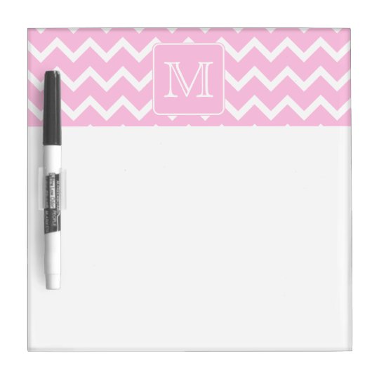 Pink Zigzags with Custom Monogram. Dry-Erase Board