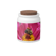 Pink Zinnia and Bumble bee Candy Jar