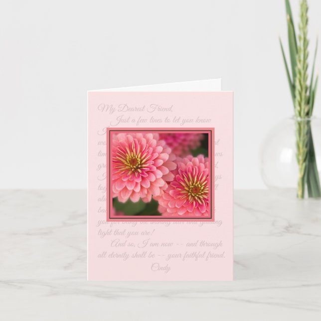 Pink Zinnia Classy Note Card (Front)