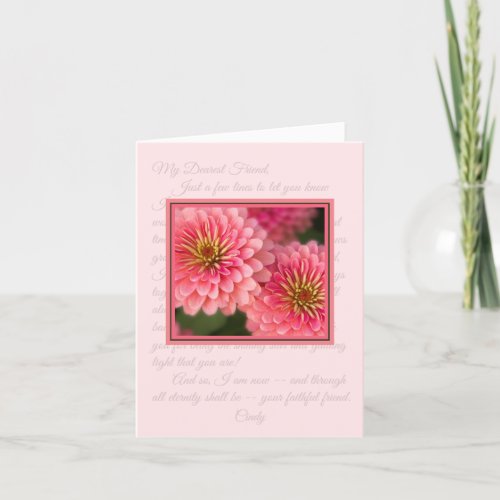 Pink Zinnia Classy Note Card