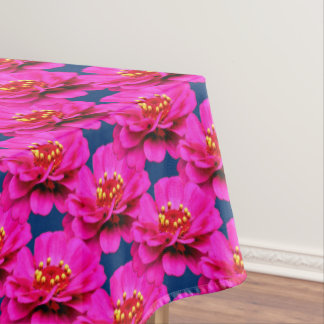 Pink Zinnia Daisy Flower Blue Background Tablecloth