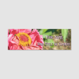 Pink Zinnia Flower Custom Image Logo Name Title Tag