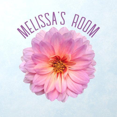 Pink Zinnia Flower Custom Name Wall Decal