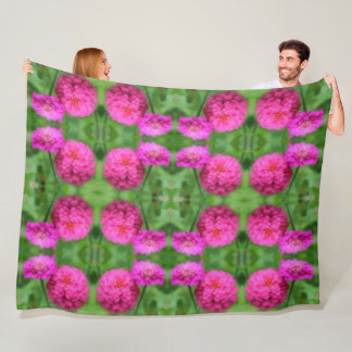 Pink Zinnia Flower Pair Abstract Fleece Blanket