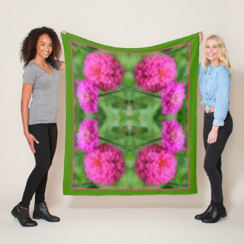 Pink Zinnia Flower Pair Abstract  Fleece Blanket by SmilinEyesTreasures at Zazzle