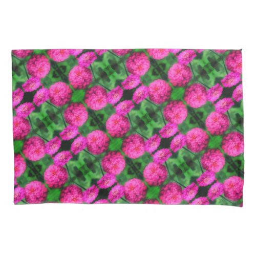 Pink Zinnia Flower Pair Close Up Abstract Pattern  Pillow Case