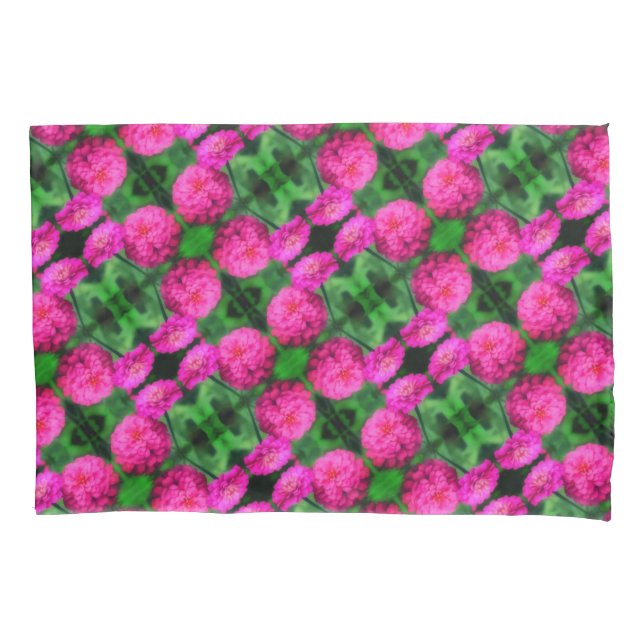 Pink Zinnia Flower Pair Close Up Abstract Pattern  Pillow Case (Front)