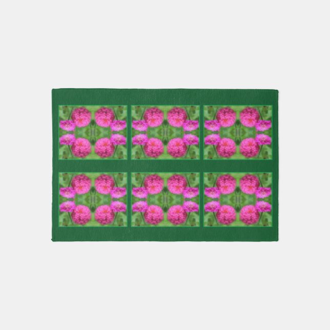 Pink Zinnia Flower Pair Close Up Abstract  Rug (Front)