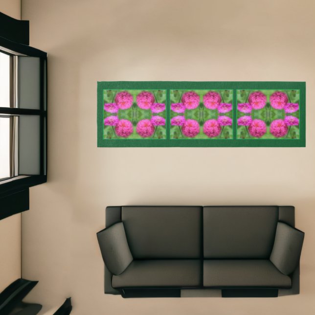 Pink Zinnia Flower Pair Close Up Abstract  Runner (Insitu (Indoor 1))