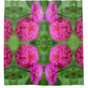 Pink Zinnia Flower Pair Nature Art Pattern Shower Curtain